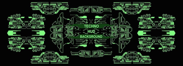 Tecnología HUD fondo verde fondo digital Interfaz de tecnología 3D Fondo tecno HUD
