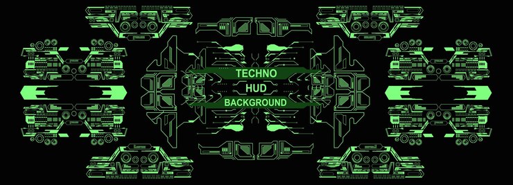 Vector tecnología hud fondo verde fondo digital interfaz de tecnología 3d fondo tecno hud