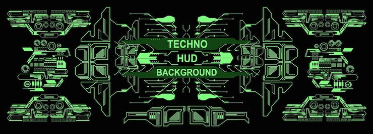 Vector tecnología hud fondo verde fondo digital interfaz de tecnología 3d fondo tecno hud