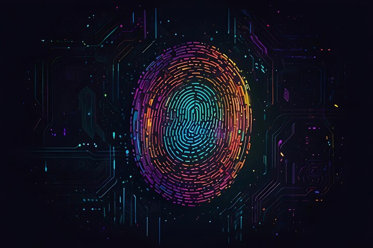 Tecnología de huellas dactilares de seguridad cibernética en diseño abstracto