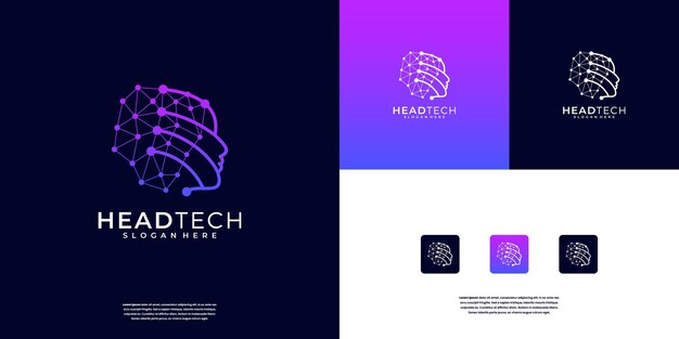 Tecnología humana o gente tecnología digital abstracto inteligencia artificial jefe de tecnología inspiración de diseño de logotipo