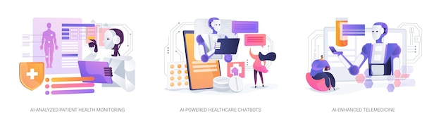 tecnología de IA en atención médica ilustraciones vectoriales de conceptos abstractos