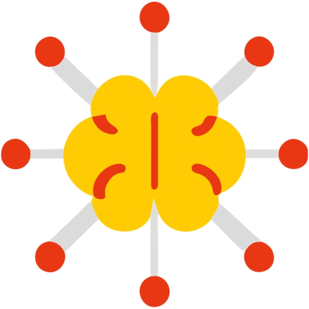 tecnología icono del cerebro formas de colores