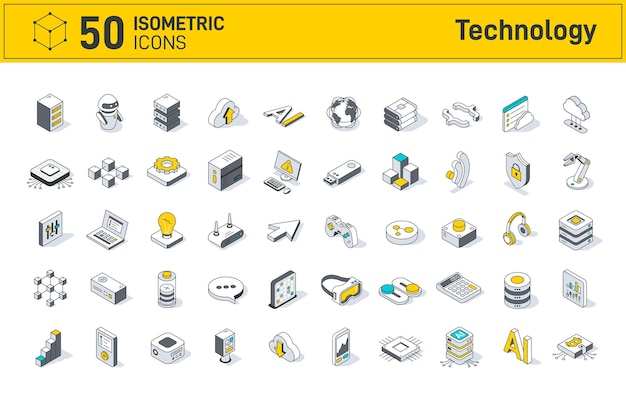 Vector tecnología icono isométrico línea de contorno moderno estilo 3d tecnología de datos en la nube de conexión global