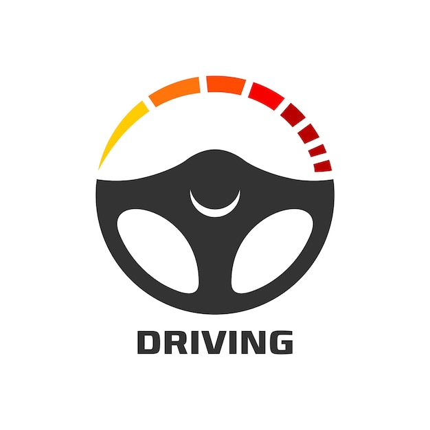 Tecnología de icono de volante de conducción y conducción segura