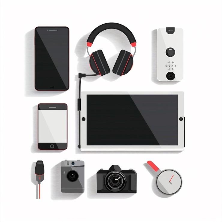 Vector tecnología de ilustración vectorial dispositivo gadget conjunto digital diseño moderno icono móvil plano