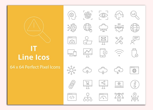 Tecnología de la información Conjunto de vectores de íconos de línea