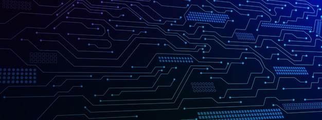 Tecnología informática abstracta con placa de circuitos y elementos electrónicos de fondo