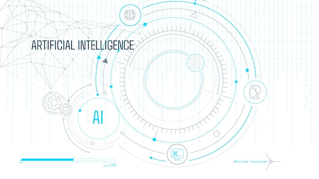 La tecnología informática de inteligencia artificial se utiliza para crear infografías virtuales.