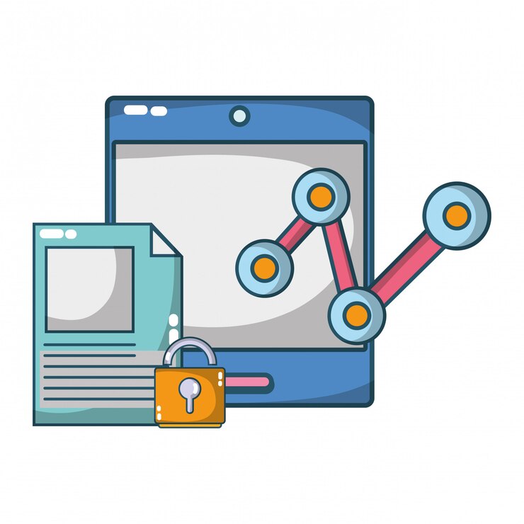 Vector tecnología informática seguridad cartoon