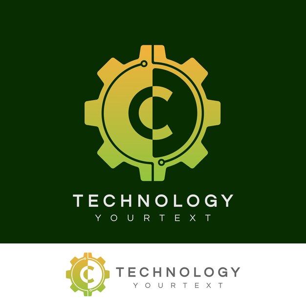 tecnología inicial Letra C Diseño de logotipo