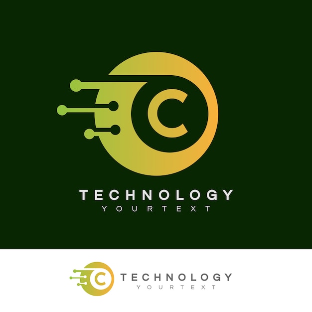 tecnología inicial Letra C Diseño de logotipo