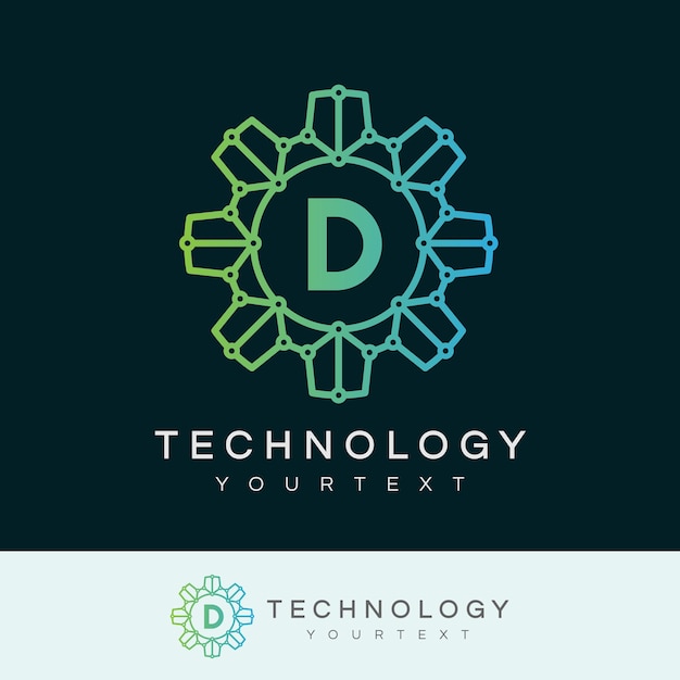 tecnología inicial letra D diseño de logotipo