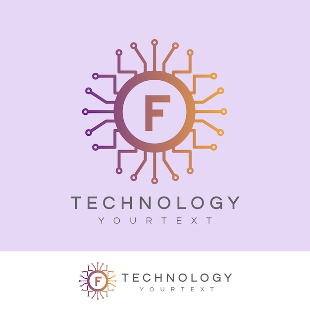 Tecnología inicial letra f diseño de logotipo