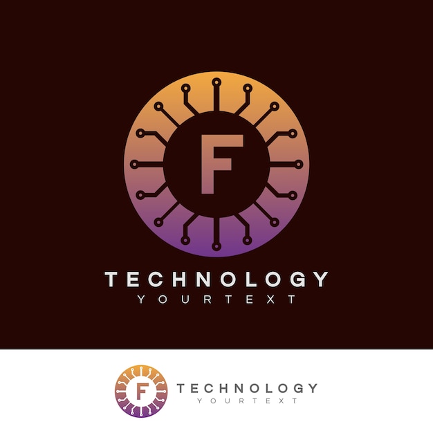 tecnología inicial letra F diseño de logotipo