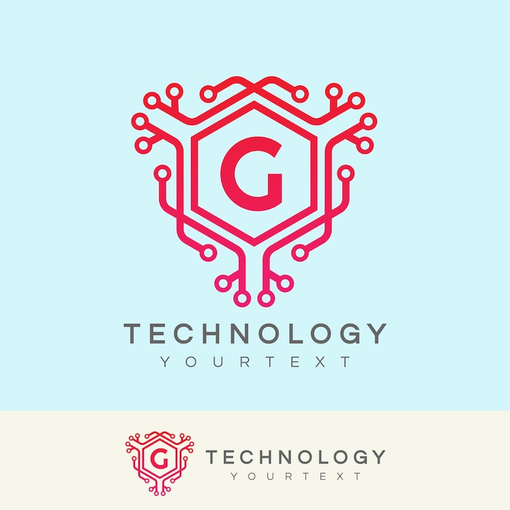 Vector tecnología inicial letra g diseño de logotipos