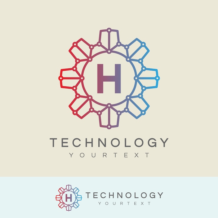 Vector tecnología inicial letra h diseño de logotipos
