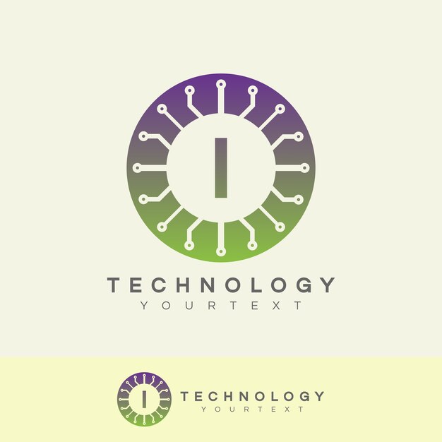 tecnología inicial Letra I diseño de logotipos