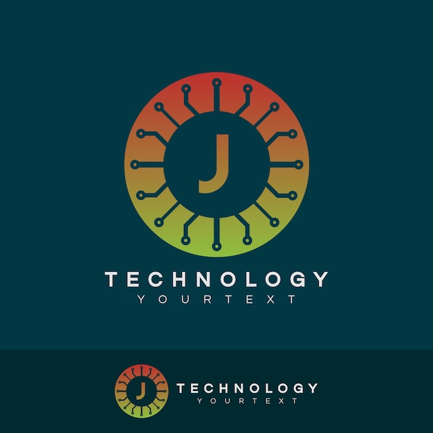 tecnología inicial letra J diseño de logotipo