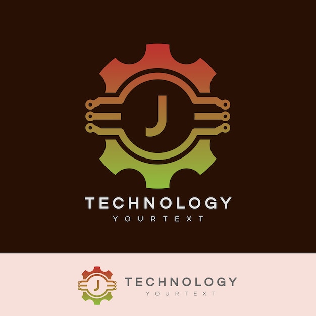 tecnología inicial letra J diseño de logotipo