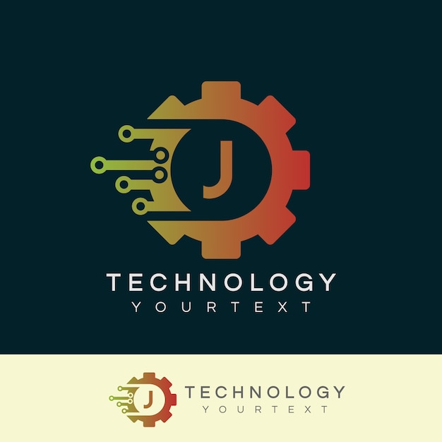 tecnología inicial letra J diseño de logotipo