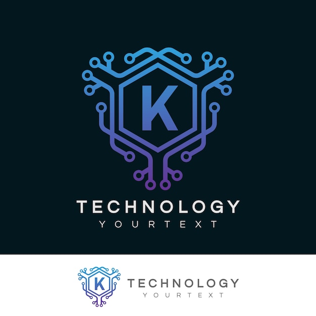 tecnología inicial Letra K Diseño de logotipo