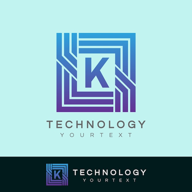 Tecnología inicial letra k diseño de logotipo