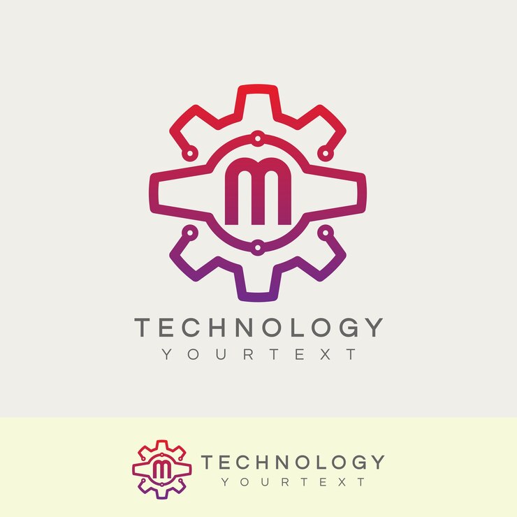 Vector tecnología inicial letra m diseño de logotipo