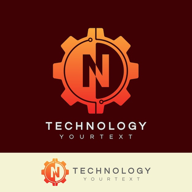 Tecnología inicial letra n diseño de logotipos