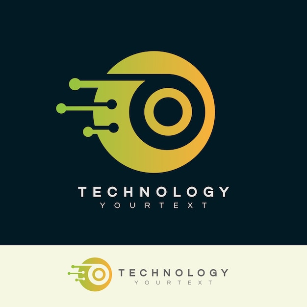 tecnología inicial Letra O Diseño de logotipo