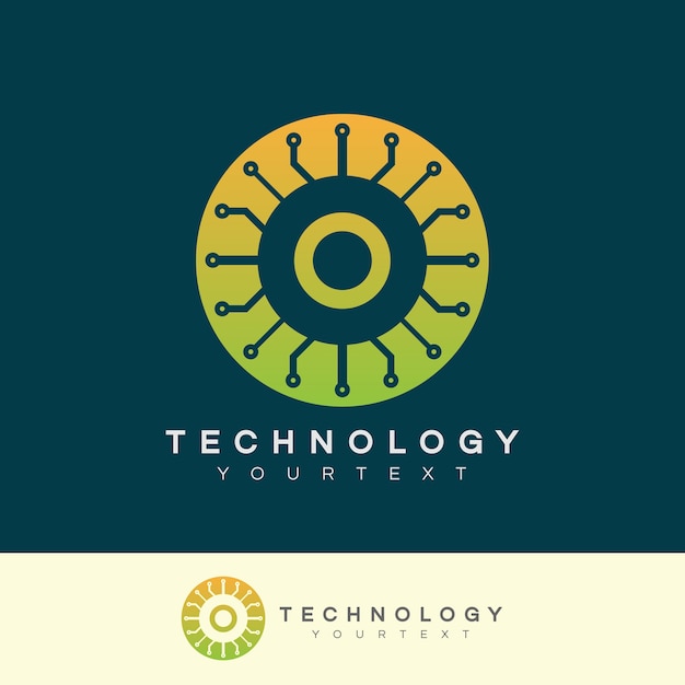 tecnología inicial Letra O Diseño de logotipo
