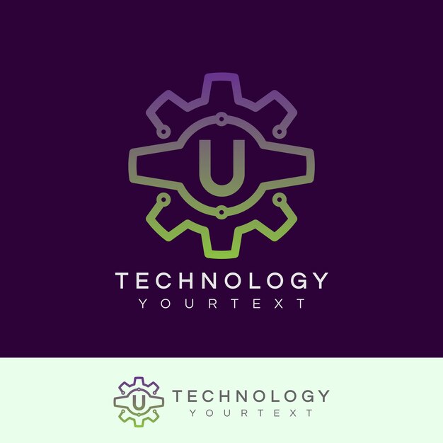 tecnología inicial letra U diseño de logotipo