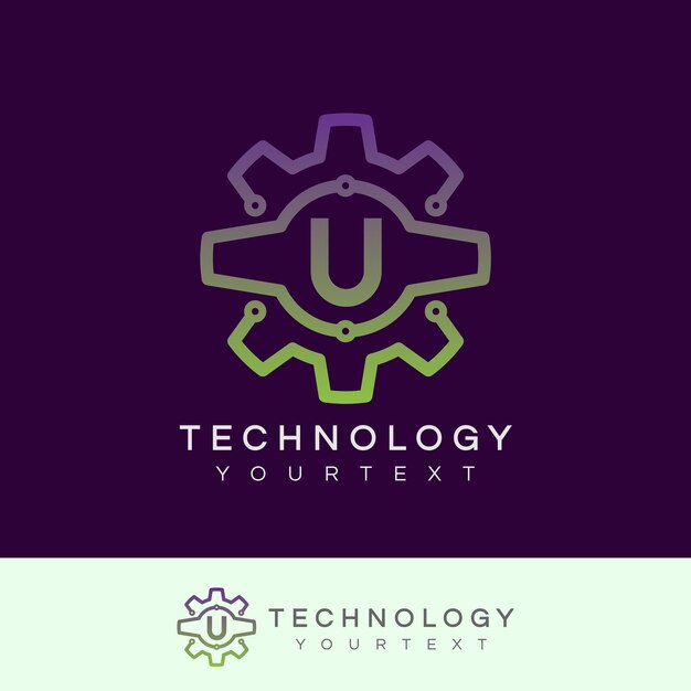 Tecnología inicial letra u diseño de logotipo