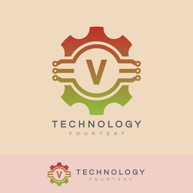 Tecnología inicial letra v diseño de logotipo