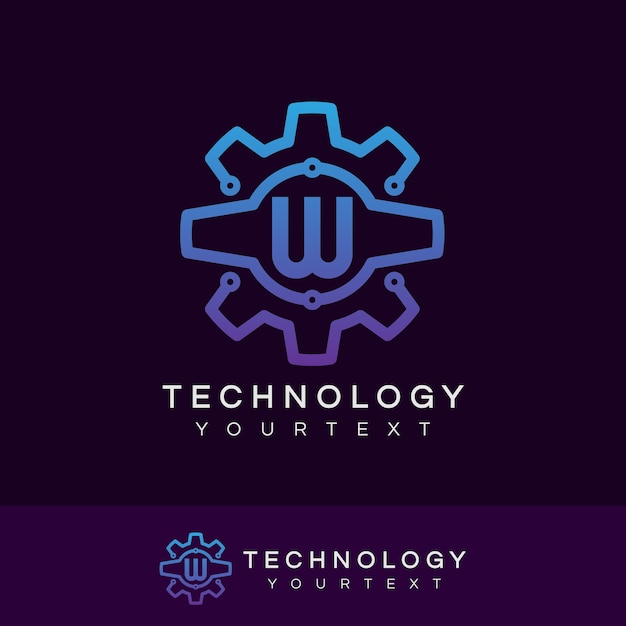 tecnología inicial Letra W diseño de logotipo