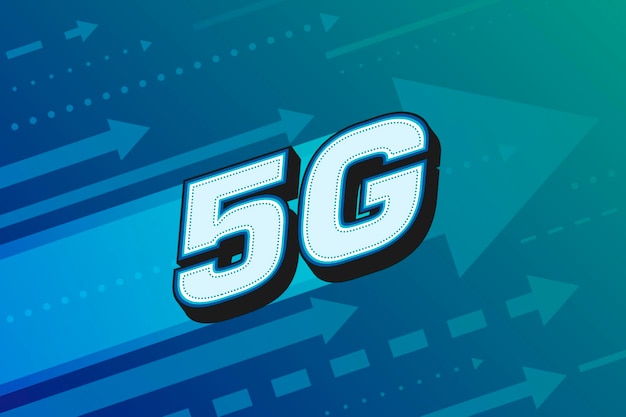 Tecnología de Internet de alta velocidad 5G. Fondo de flecha azul. Ilustración vectorial