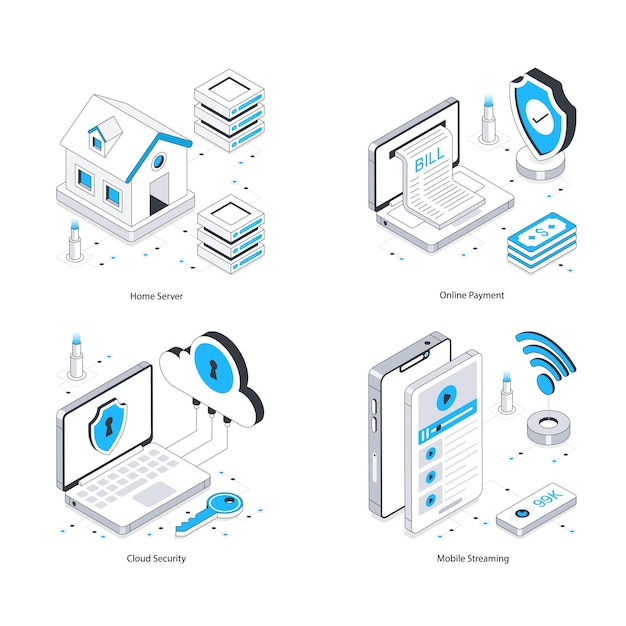 Tecnología de Internet Vector Ilustración isométrica Eps 10 Conjunto de archivos 14