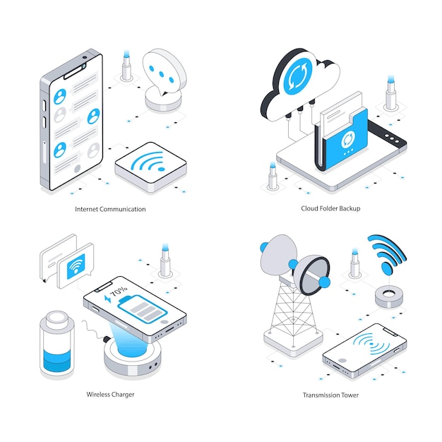 Tecnología de Internet Vector Ilustración isométrica Eps 10 Conjunto de archivos 20