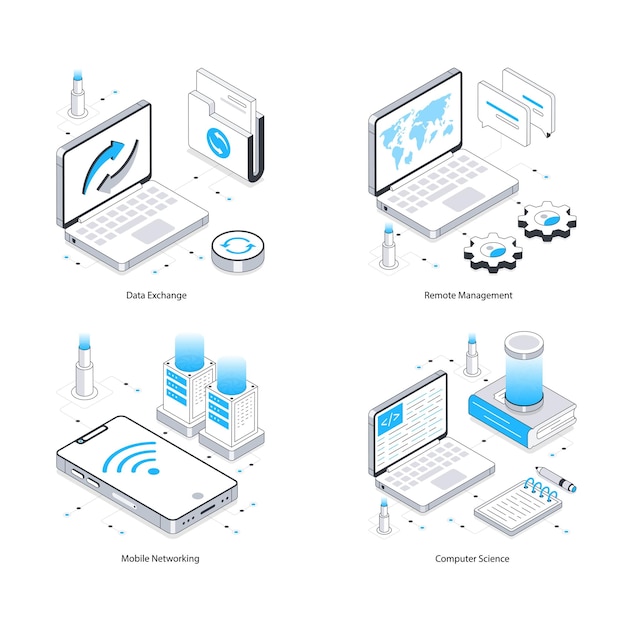 Tecnología de Internet Vector Ilustración isométrica Eps 10 Conjunto de archivos 9