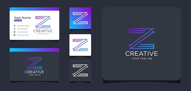 Tecnología de letra Z con estilo de línea de inspiración de diseño