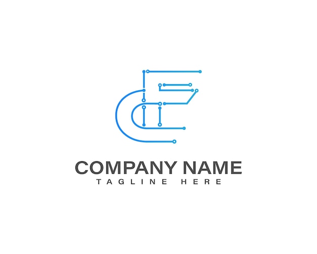 Tecnología de letras CF y conexión a la red Diseño del logotipo Ilustración del monograma