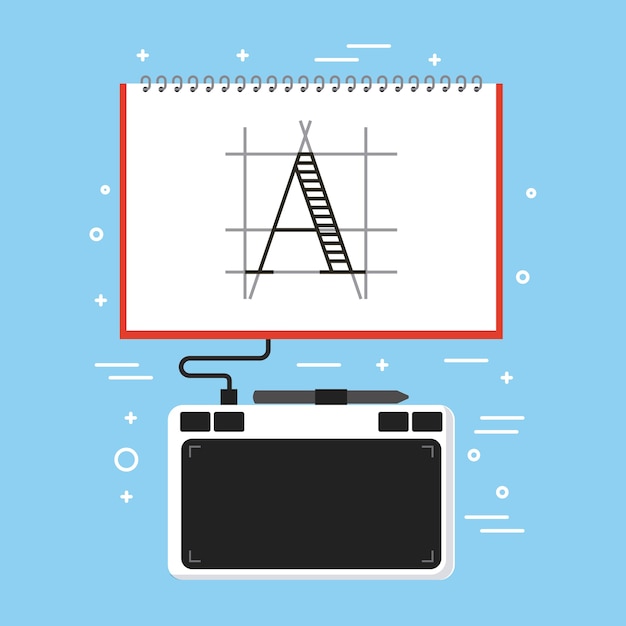 tecnología de libro de diseño de tableta de dibujo