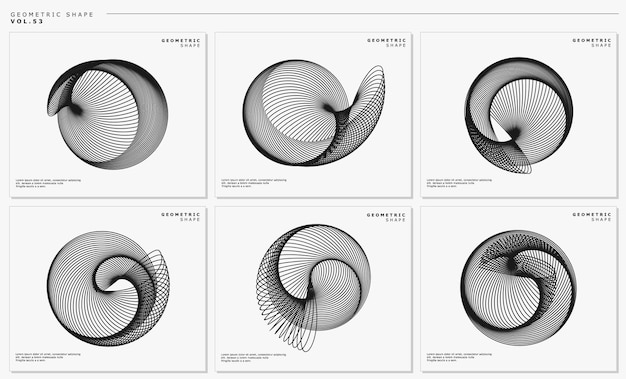 Tecnología línea abstracta esfera logo vector conjunto