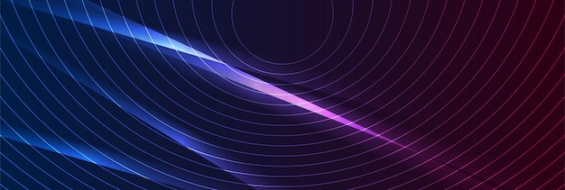 Tecnología de líneas redondas brillantes ultravioletas azules con fondo mínimo