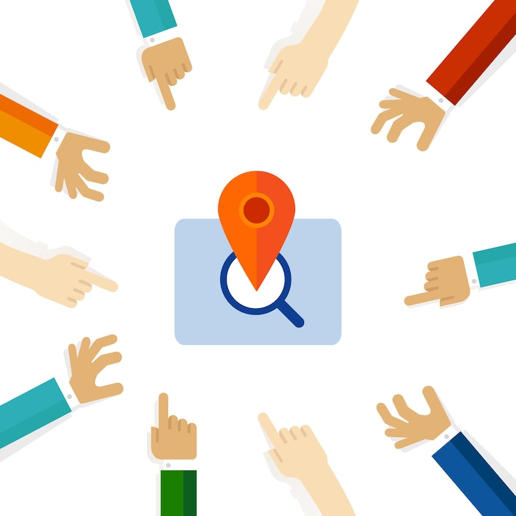 Vector tecnología de localización: búsqueda de íconos gps, localización de información de posición.