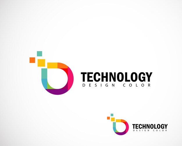 Tecnología logo círculo color diseño concepto píxel icono creativo conectar tecnología