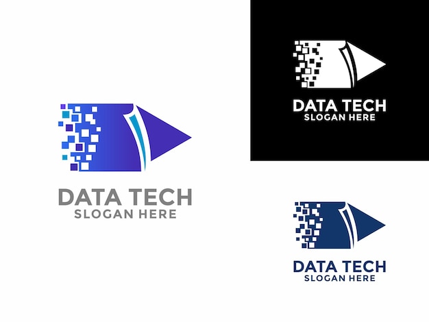 Tecnología del logotipo diseño tecnológico simple transferencia rápida de datos tecnología del logotipo plantilla vectorial