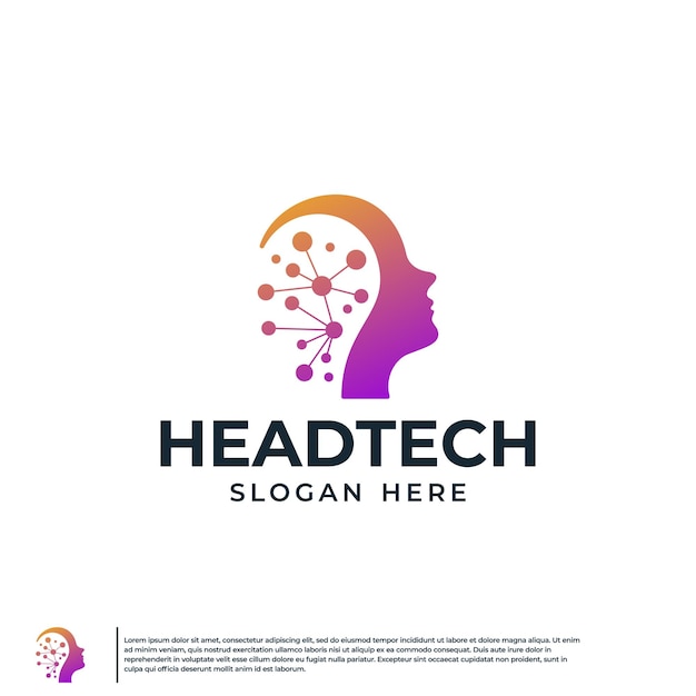 Tecnología de logotipo humano plantilla de diseño vectorial de cabeza de inteligencia artificial