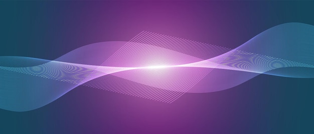tecnología de luz azul y púrpura diseño de onda red digital fondo vector comunicación