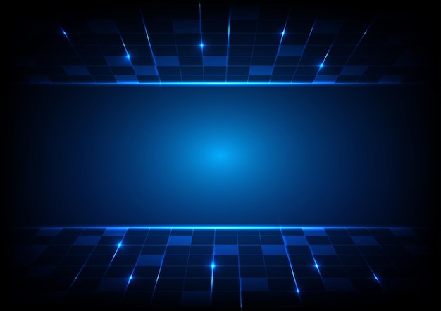 Tecnología luz digital darl conexión azul línea cuadrada fondo